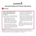 Preview for 1 page of Garmin GPSMAP 5215 Important Safety Information