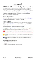 Garmin GRA 10 Installation And Configuration Instructions preview