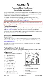 Garmin Intelliducer Transom Mount Sensor with Depth & Temperature (NMEA 0183 Installation Instructions Manual preview