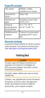 Предварительный просмотр 20 страницы Garmin tempe Instructions Manual