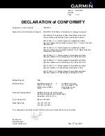 Preview for 1 page of Garmin VHF100 - 25W VHF RADIO Declaration Of Conformity