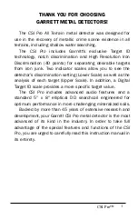 Preview for 2 page of Garrett CSI PRO Instruction Manual