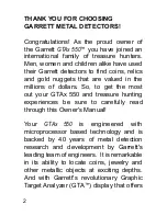 Preview for 2 page of Garrett Metal Detectors GTAx 550 Owner'S Manual