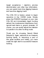 Предварительный просмотр 3 страницы Garrett Metal Detectors GTAx 550 Owner'S Manual