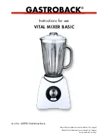 Preview for 1 page of Gastroback 40898 Vital Mixer Basic Instructions For Use Manual