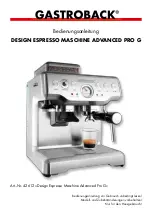 Gastroback Design Espresso Maschine Advanced Pro G Operating Instructions Manual предпросмотр