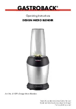 Gastroback DESIGN MICRO BLENDER Operating Instructions Manual preview