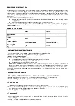 Preview for 4 page of Gastrodomus SW10 Installation, Operating And Service Instructions