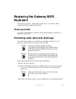 Preview for 1 page of Gateway M275 Replacement Manual