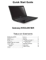 Предварительный просмотр 1 страницы Gateway NV52L Quick Start Manual