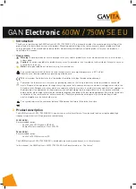 Gavita GAN Electronic 600W SE EU Instruction Manual предпросмотр