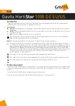 Gavita Pro line HortiStar 1000 DE EU Manual preview