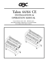 Preview for 1 page of GBC Talon 44 CE Installation & Operation Manual