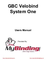 Preview for 1 page of GBC Velobind System One User Manual