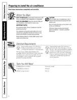 Предварительный просмотр 8 страницы GE 000 BTU models Owner'S Manual And Installation Instructions