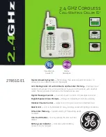 Preview for 1 page of GE 27851GE1 Technical Specifications