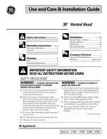 GE 30" Vented Hood Use And Care & Installation Manual preview