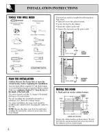 Preview for 4 page of GE 30" Vented Hood Use And Care & Installation Manual