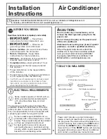 Предварительный просмотр 6 страницы GE AEE08AP Owner'S Manual And Installation Instructions