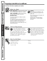 Предварительный просмотр 8 страницы GE AG_14 - 14,000 BTU models Owner'S Manual & Installation Instructions