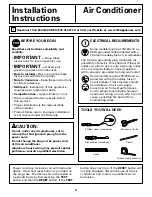 Preview for 9 page of GE AGW06 Owner'S Manual And Installation Instructions