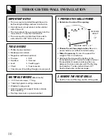 Preview for 10 page of GE AMD10 Use And Care & Installation Manual