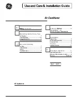 Предварительный просмотр 1 страницы GE AVV18 Use And Care & Installation Manual