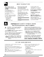 Preview for 2 page of GE AVV18 Use And Care & Installation Manual