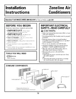 Preview for 12 page of GE AZ29E07DACM1 and Owner'S Manual And Installation Instructions