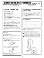 Предварительный просмотр 10 страницы GE BSS25JSTPSS and Owner'S Manual And Installation Instructions