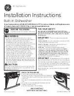 Preview for 1 page of GE Built-In Dishwasher Installation Instructions Manual