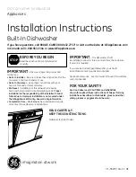 GE Cafe CDWT280VSS Installation Instructions Manual preview
