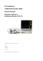 Предварительный просмотр 1 страницы GE CARESCAPE Monitor B850 Service Manual