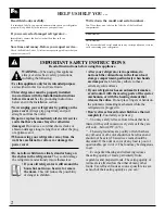 Preview for 2 page of GE CTT14CYT Use And Care & Installation Manual