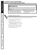 Preview for 2 page of GE DCCH480EK Owner'S Manual & Installation Instructions