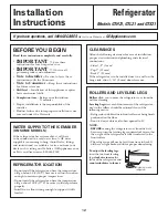 Preview for 12 page of GE ENERGY STAR GTH21SCXSS Owner'S Manual And Installation Instructions