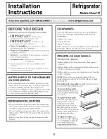 Предварительный просмотр 13 страницы GE ETS18XBPFRBB and Owner'S Manual And Installation Instructions