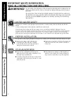 Preview for 2 page of GE GFWN1100L Owner'S Manual & Installation Instructions