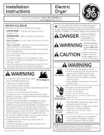 Preview for 1 page of GE GTDP740ED0WW Installation Instructions Manual