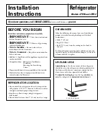 Preview for 8 page of GE GTR10 Owner'S Manual And Installation Instructions