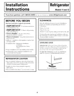 Preview for 8 page of GE GTR11AAPARWW and Owner'S Manual And Installation Instructions