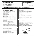 Preview for 7 page of GE GTR12 and Owner'S Manual And Installation Instructions