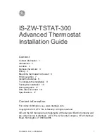 Preview for 1 page of GE IS-ZW-TSTAT-300 Installation Manual