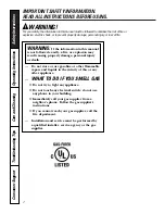 Preview for 2 page of GE JGP989 User Manual