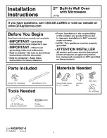 Предварительный просмотр 1 страницы GE JKP86 Installation Instructions Manual