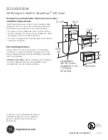 Предварительный просмотр 1 страницы GE MONOGRAM ADVANTIUM ZSC1000/1001K Dimensions And Installation Information