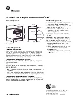 GE Monogram ZSC2001FSS Dimension Manual preview