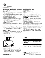 Предварительный просмотр 2 страницы GE MONOGRAM ZV48SSFSS Specifications