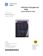 GE Multilin 469 Quick Reference Manual preview