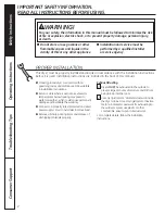 Preview for 2 page of GE PCVH480EK Owner'S Manual & Installation Instructions